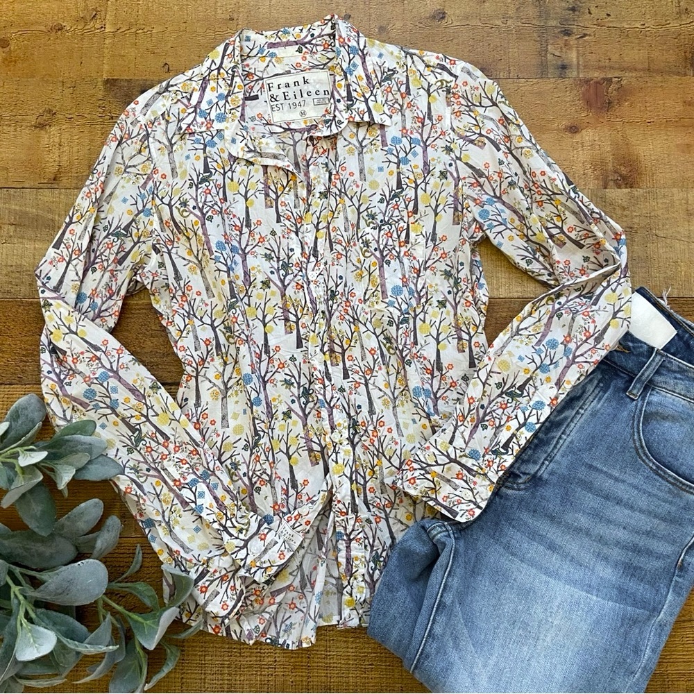 Button Down Frank & Eileen Floral Shirt  Long Sleeve Preppy Comfortable Luxe - Picture 3 of 15